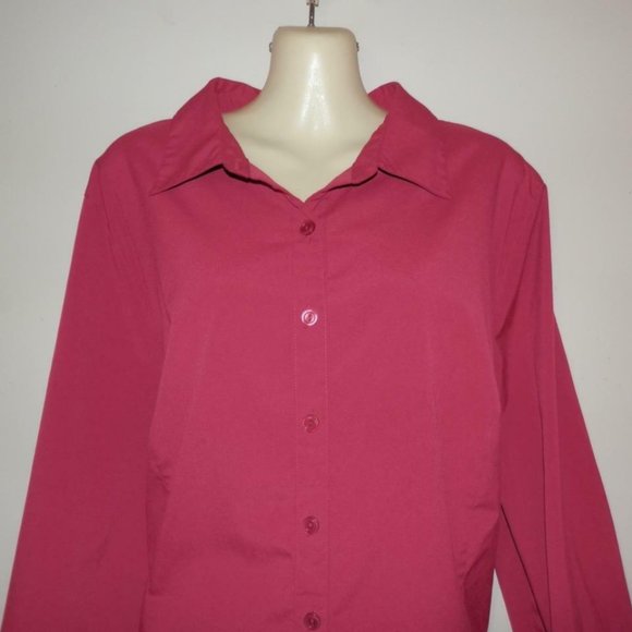 Maggie Barnes 18 20W Burgundy Pink Button Top E311 - Picture 2 of 5